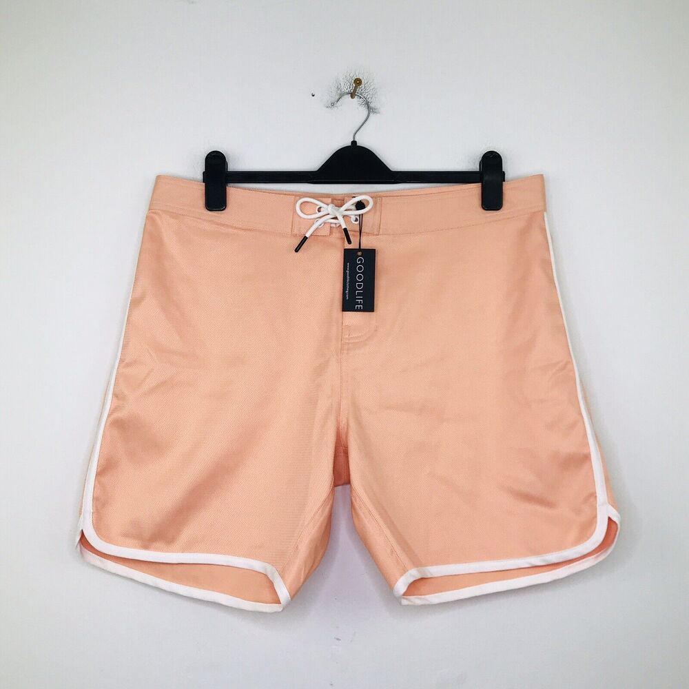 Goodlife Men's 36 Swim Trunks Drawstring Back Pocket Tropical Pink NWT $98 E25